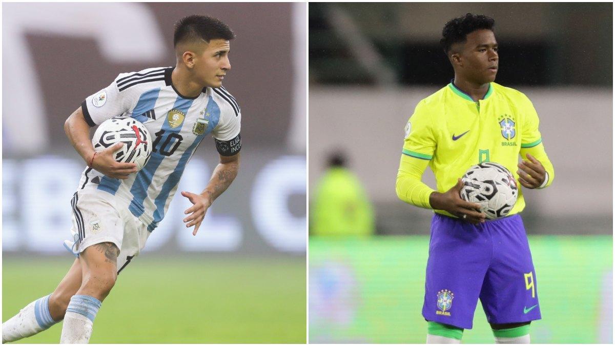 Thiago Almada y Endrick, las estrella de Argentina y Brasil