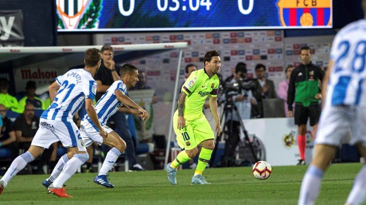 Leo Messi ha enviado un remate a la madera en el Leganés - FC Barcelona