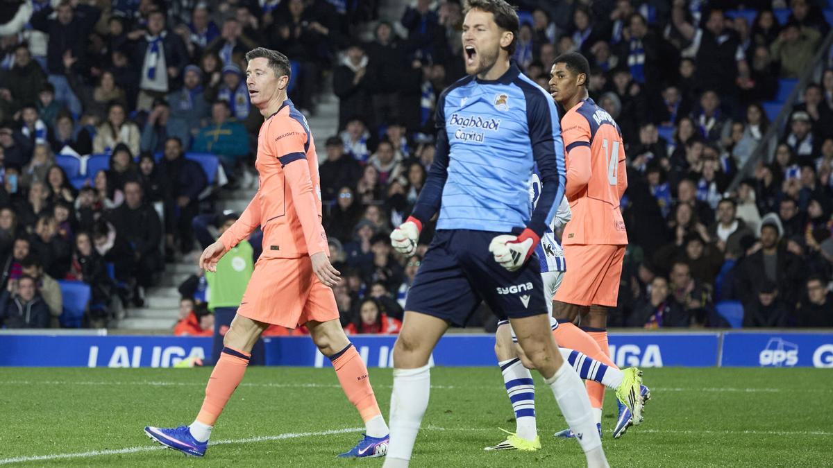 Remiro: "El Barça tuvo estrategia, calidad y fortuna en los goles"