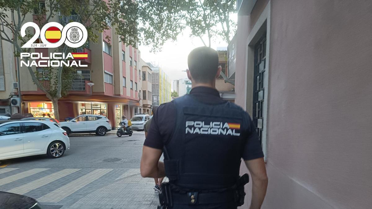 Un agente de la Policía Nacional en Palma.