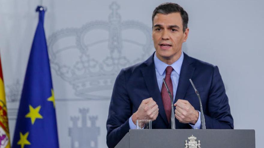 Pedro Sánchez, ayer en la comparecencia de prensa.