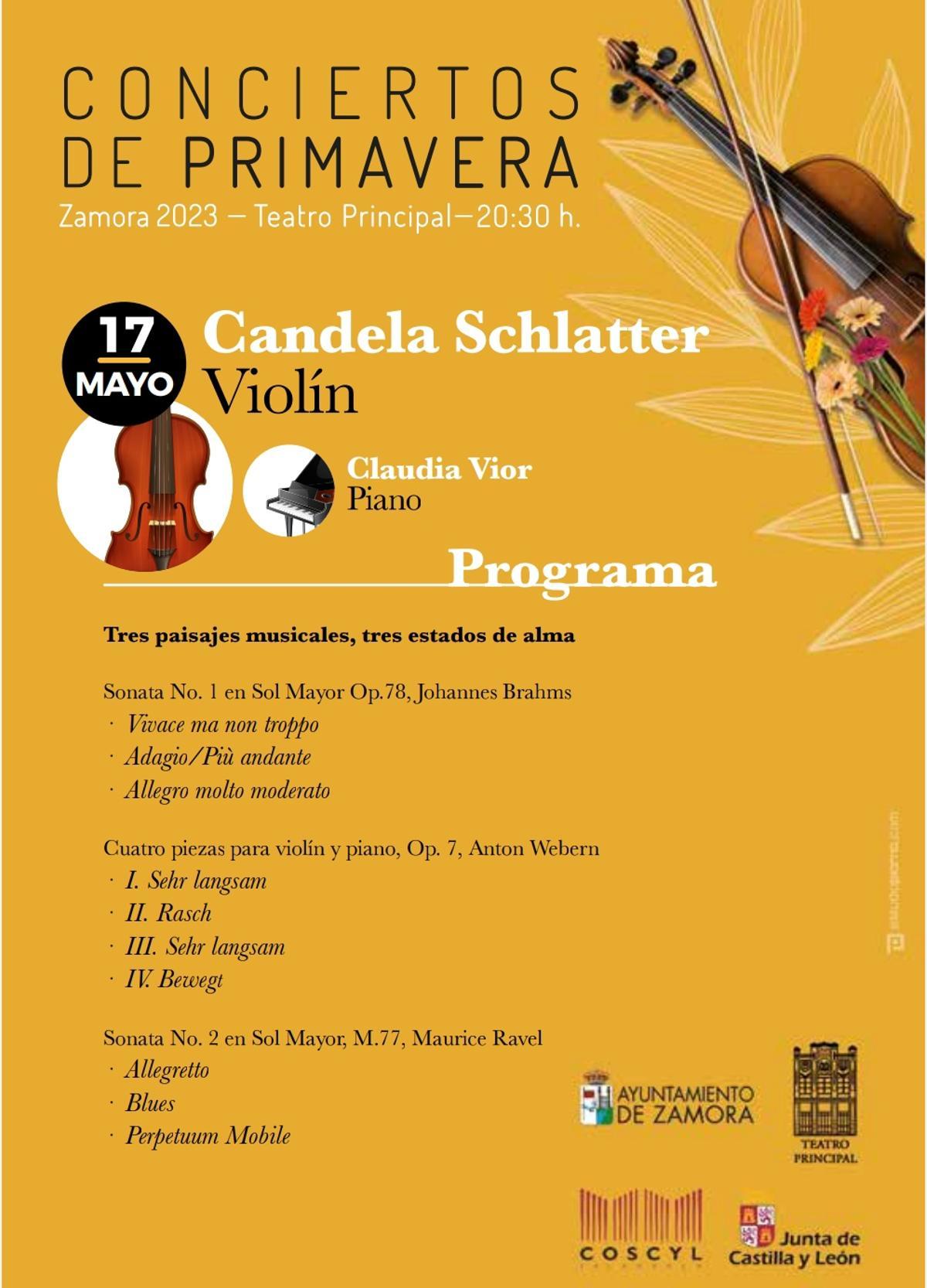 Programa del concierto de Candela Shlatter.