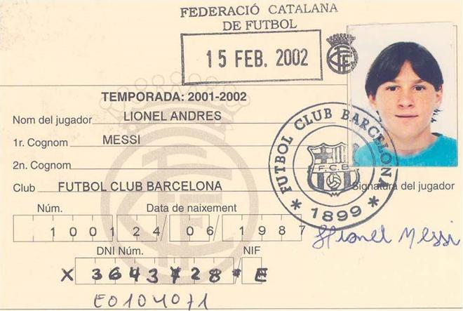 La ficha de Messi con la Federación Catalana de Fútbol
