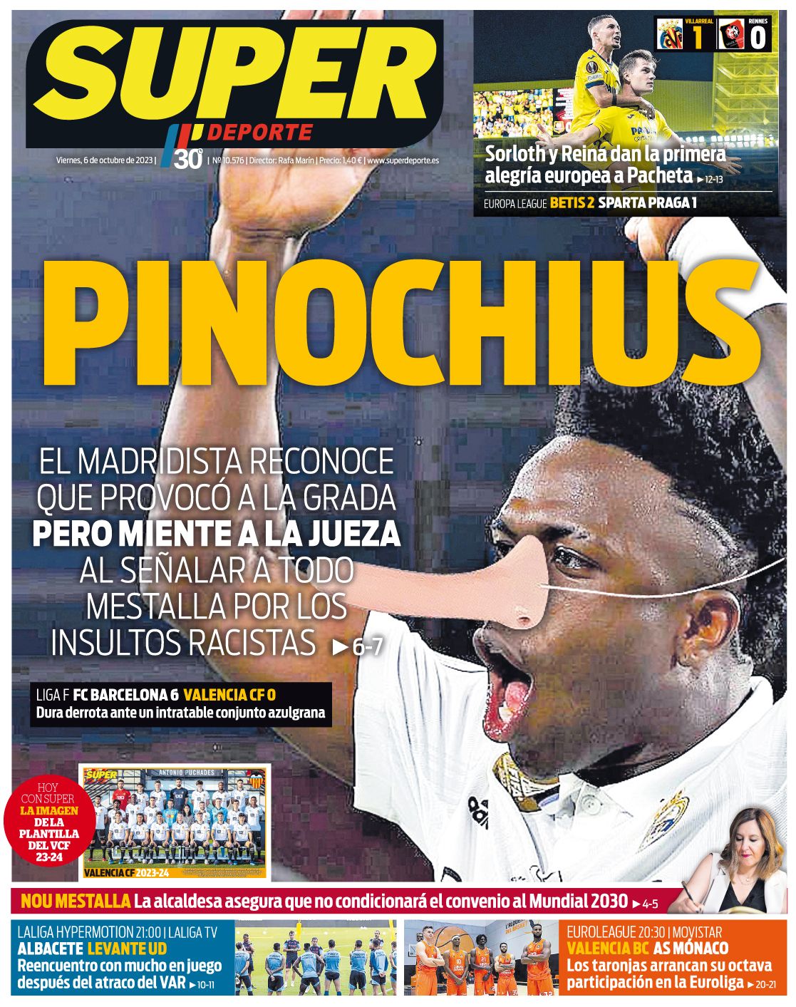 La portada de Superdeporte con Vinícius