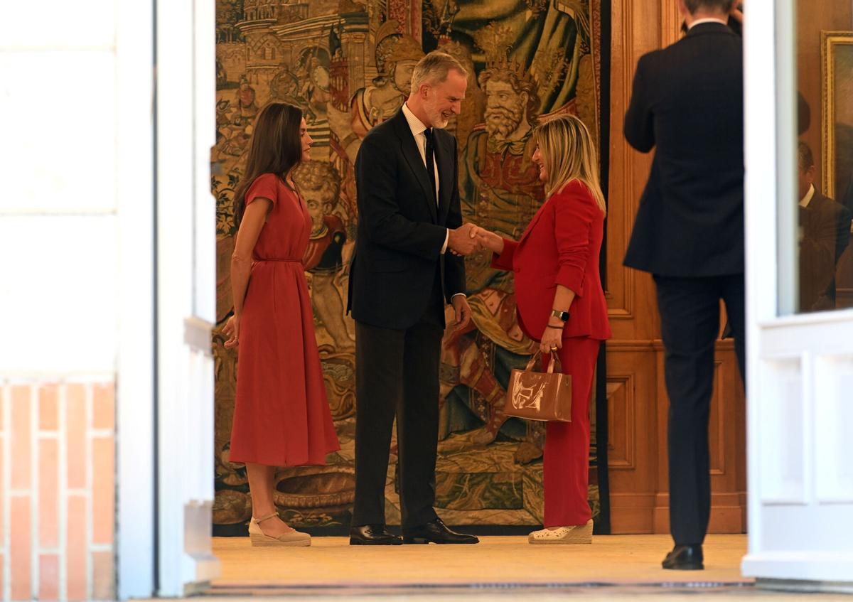 Los Reyes durante la audiencia que ofrecen a la Selección Española