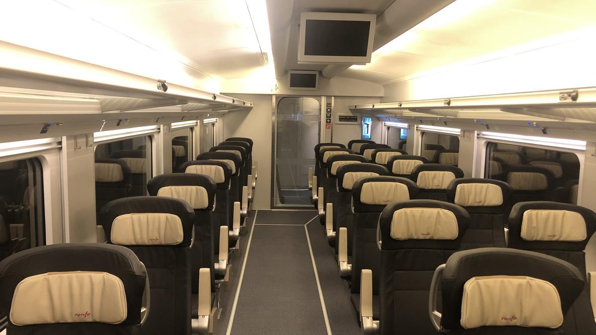 Aspecto del interior de los nuevos trenes para el servicio del corredor mediterráneo