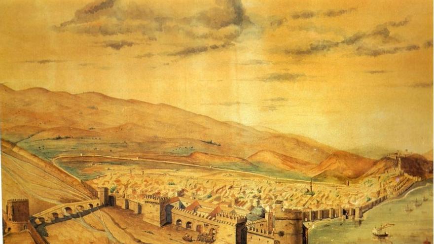 Recreación de la Málaga musulmana de Emilio de la Cerda, 1880.