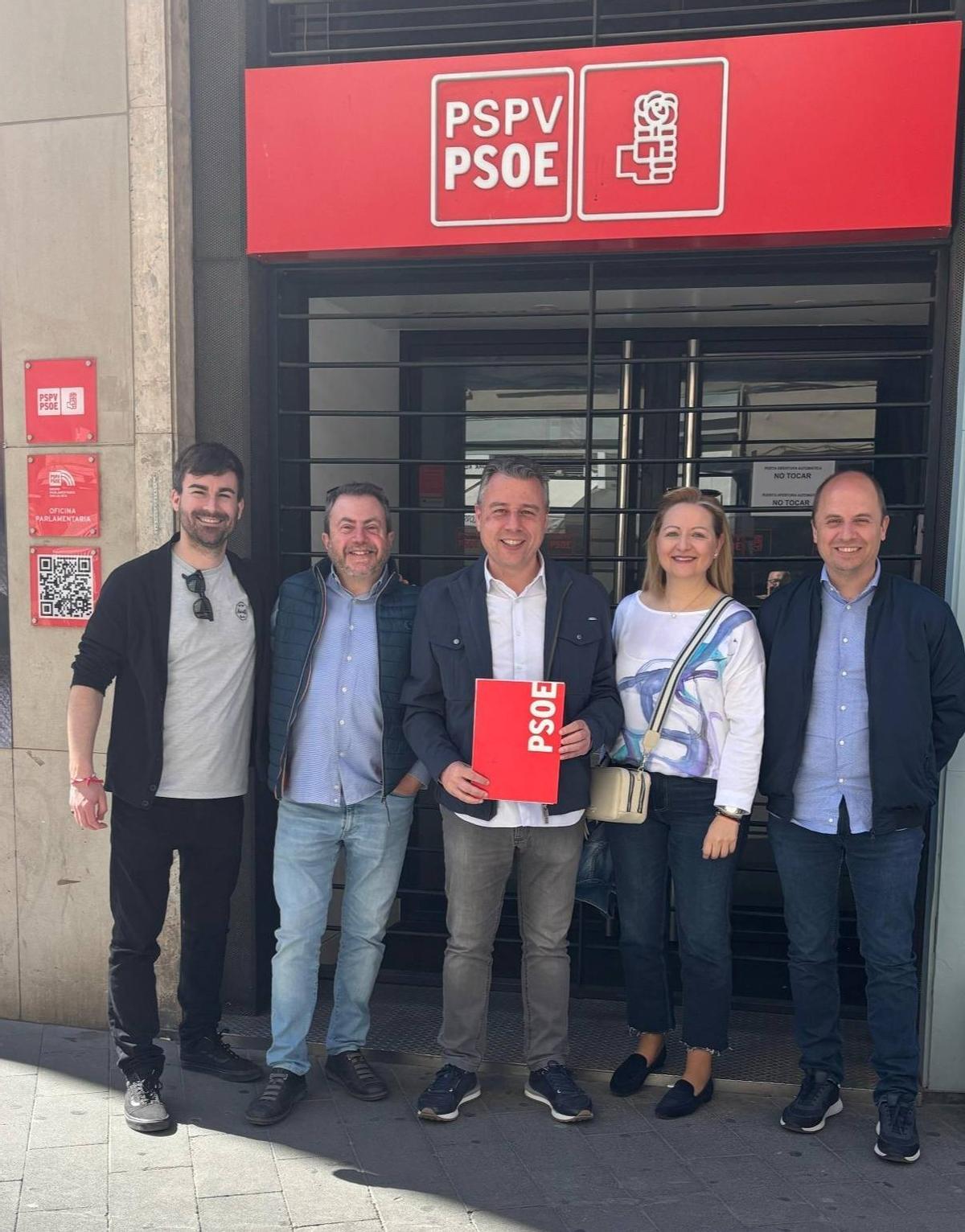 Roberto Granero, al centro, junto a Almela, Orea, Sarrión y Jorques, al presentar su candidatura.