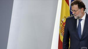Mariano Rajoy, después de una rueda de prensa en la Moncloa, el pasado 7 de septiembre.