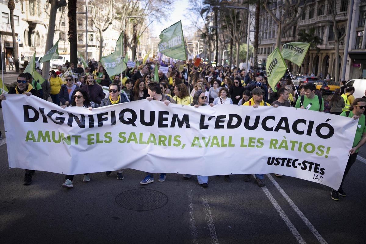 Manifestación docente el pasado 11 de febrero en Barcelona.