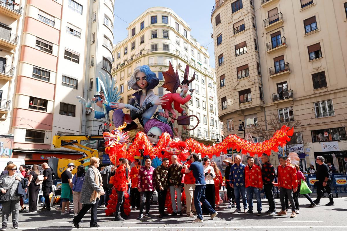 Ninots or giant figures are displayed in the streets before being burned during the traditional annual Fallas festival, in Valencia, Spain, March 15, 2024. REUTERS/Eva Manez