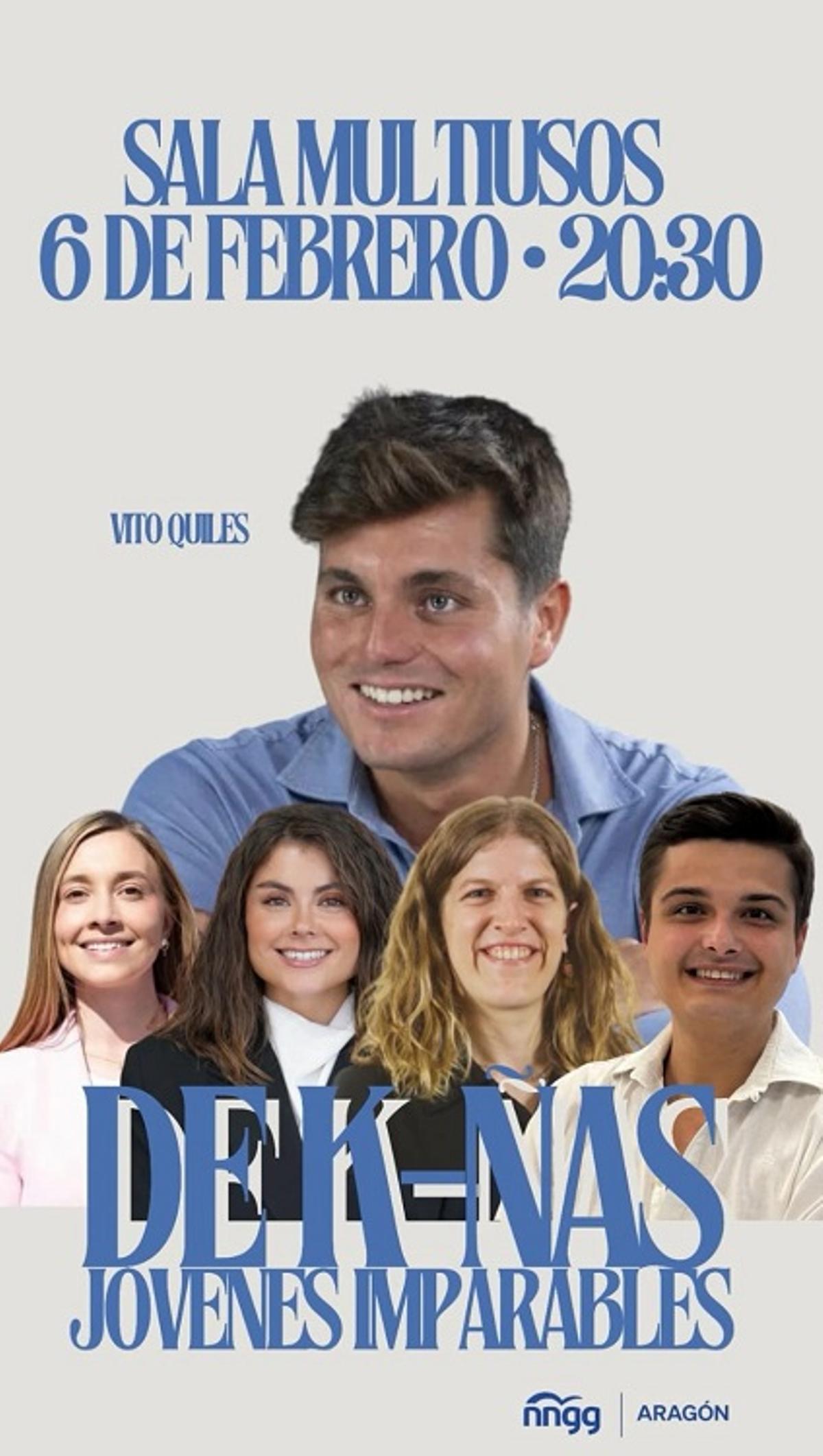 Cartel anunciado la presencia de Vito Quiles tras el cierre de campaña del PP en Aragón