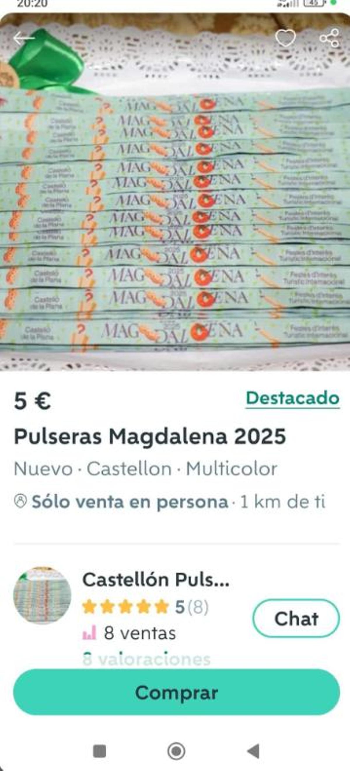 Captura de la publicación en Wallapop.
