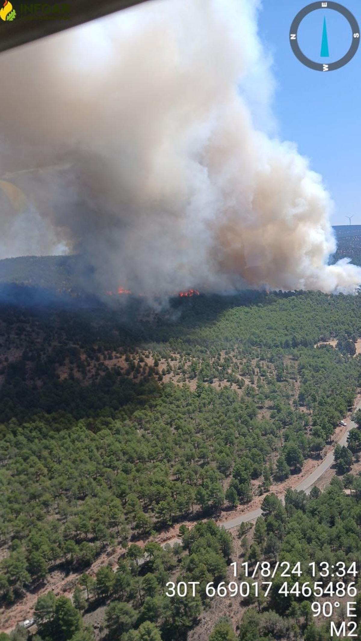 El incendio forestal en Corbalán (Teruel), en imágenes