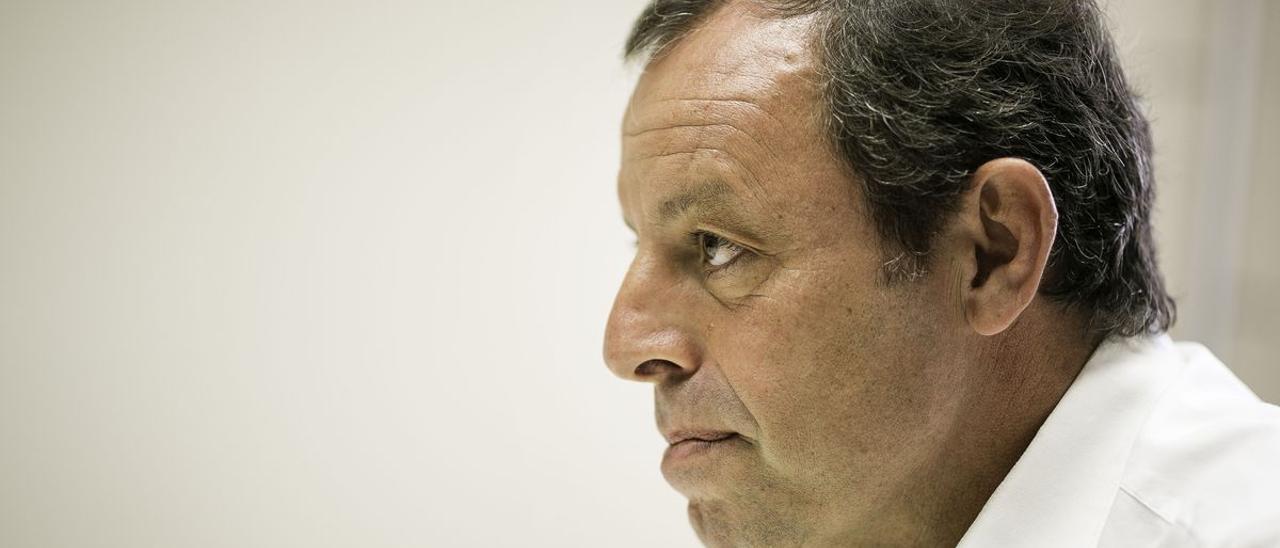 Sandro Rosell durante la entrevista concedida a EL PERIÓDICO, este lunes.