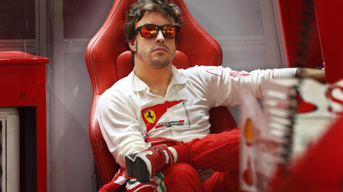 Fernando Alonso, durante un descanso.