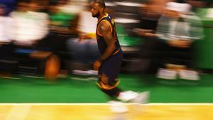 BOSTON, MA - MAY 25: LeBron James #23 of the Cleveland Cavaliers dribbles the ball in the second half against the Boston Celtics during Game Five of the 2017 NBA Eastern Conference Finals at TD Garden on May 25, 2017 in Boston, Massachusetts. NOTE TO USER: User expressly acknowledges and agrees that, by downloading and or using this photograph, User is consenting to the terms and conditions of the Getty Images License Agreement.   Adam Glanzman/Getty Images/AFP