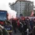 Recibimiento del Sporting a su llegada al Molinón