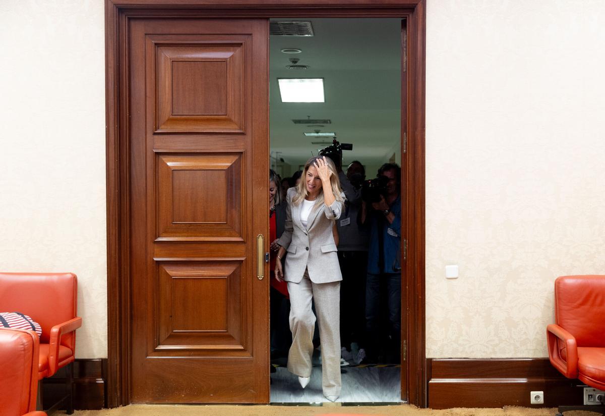 La vicepresidenta segunda y ministra de Trabajo y Economía Social, Yolanda Díaz, este lunes en el Congreso.