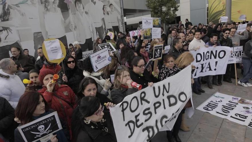 Imagen de una protesta de trabajadores de Orizonia que perdieron su empleo.