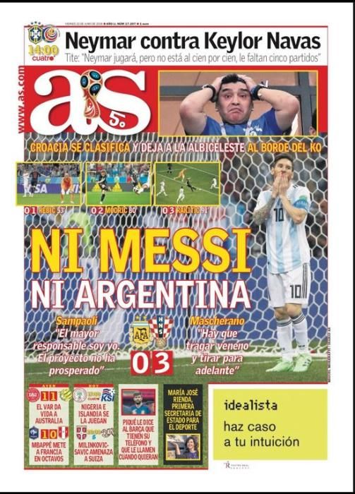 Portada AS viernes 22 de junio de 2018