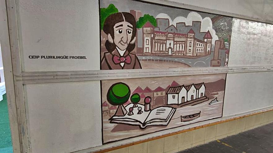 El pedagogo Friedrich Froebel, A Moureira y A Barca, protagonizan un nuevo mural