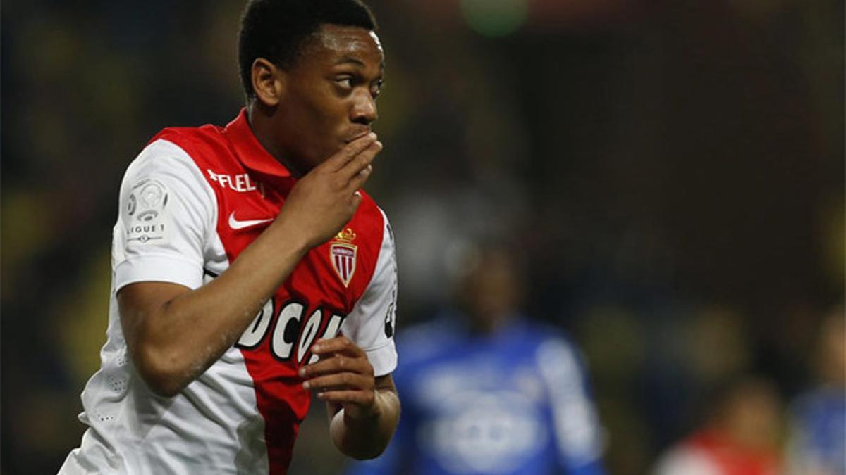 Martial, en un partido con el Mónaco