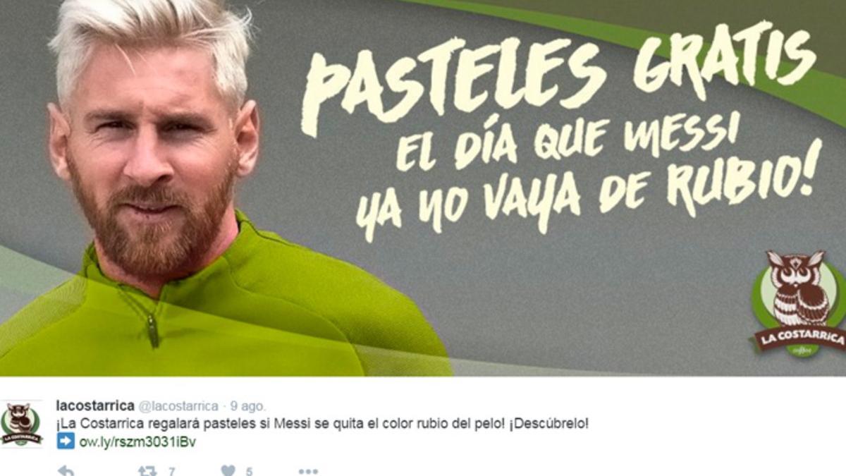 La Costarrica regalará pasteles el día en que Messi vuelva a su color de pelo natural