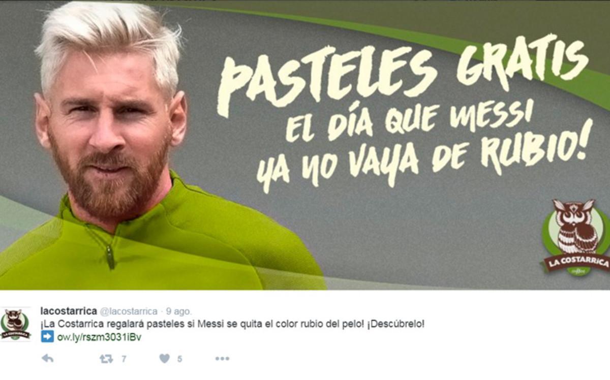 La Costarrica regalará pasteles el día en que Messi vuelva a su color de pelo natural La Costarrica regalará pasteles el día en que Messi vuelva a su color de pelo natural