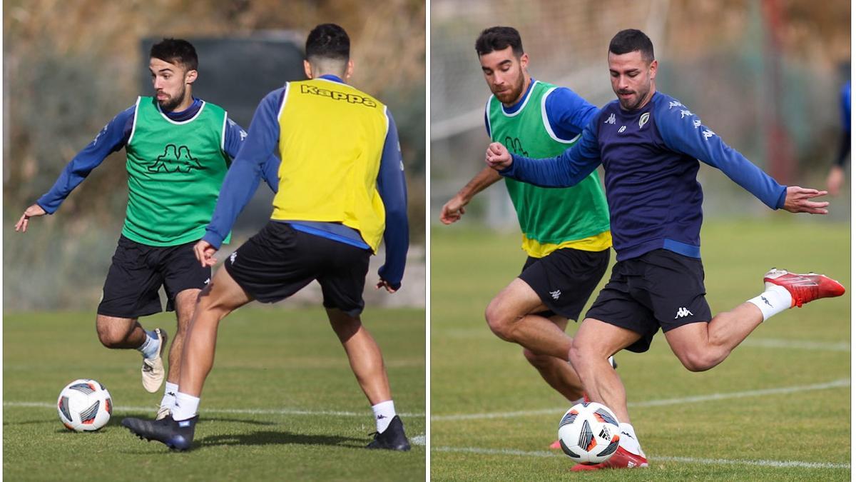 Sergio Marcos, a la izquierda, y Ander Vitoria, a la derecha, con el balón en Fontcalent.