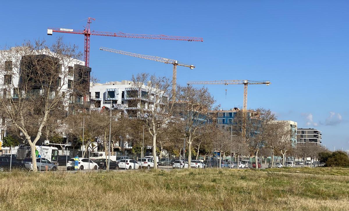 Viviendas en construcción en el barrio de Nou Llevant, en Palma