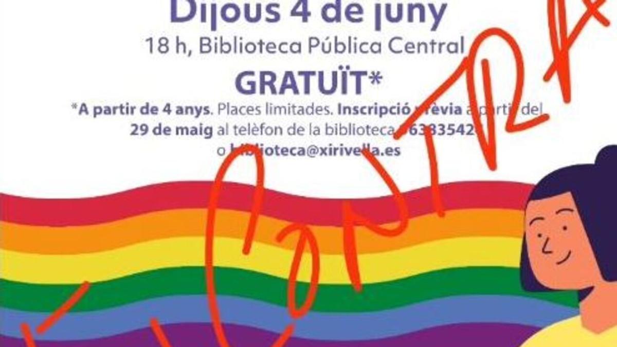 Cartel tachado en el perfil de Vox Xirivella.
