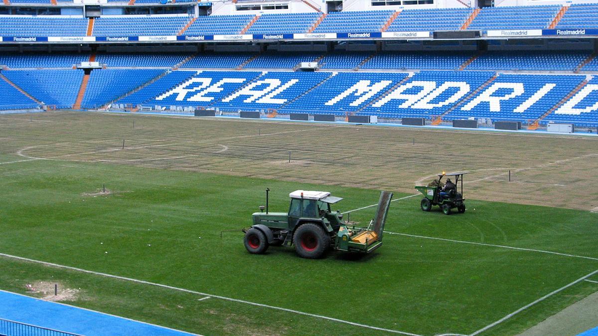 El césped del Santiago Bernabéu, un problema