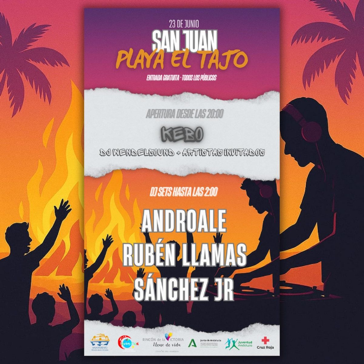 Cartel de la Noche de San Juan en Rincón de la Victoria.