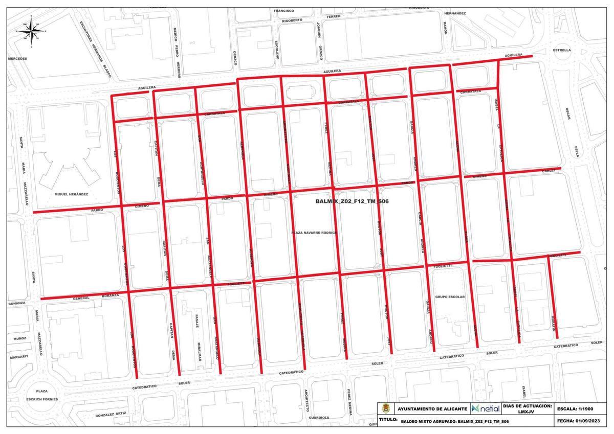 Mapa de la limpieza en Alicante: ¿cuántas veces se baldean las calles de mi barrio?