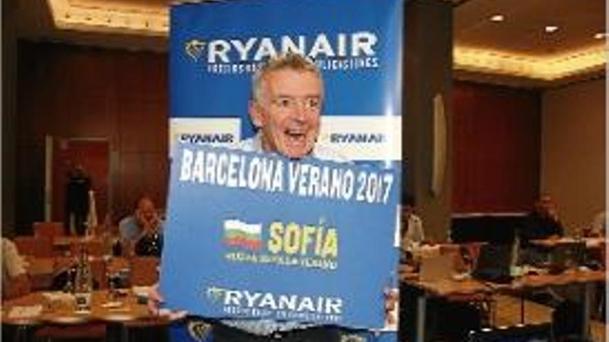 Michael O&#039;Leary, ahir a la roda de premsa a Barcelona.