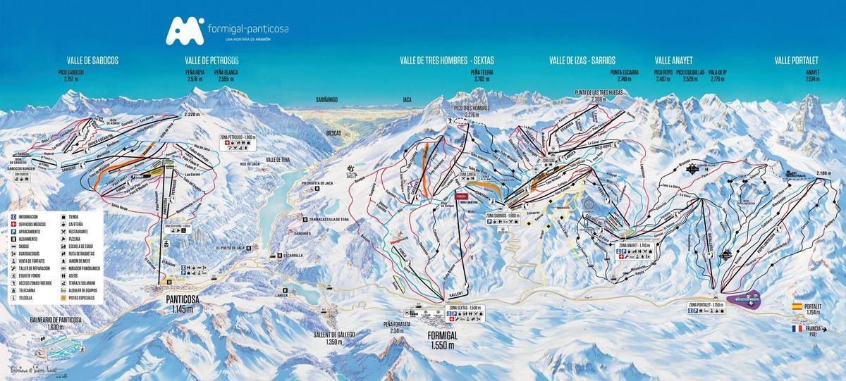 Plano de las pistas de Formigal-Panticosa.