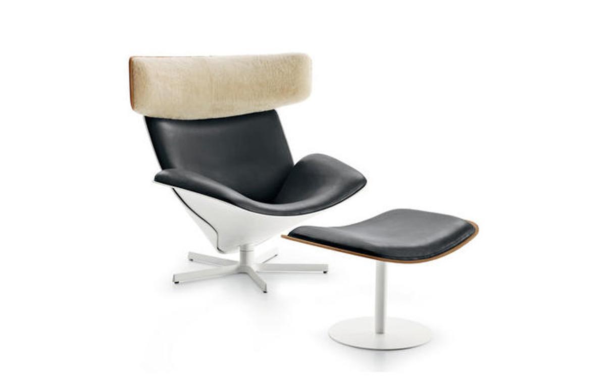 Butaca Almora. Estructura plástica, madera y piel. Doshi Levien. B&B Italia