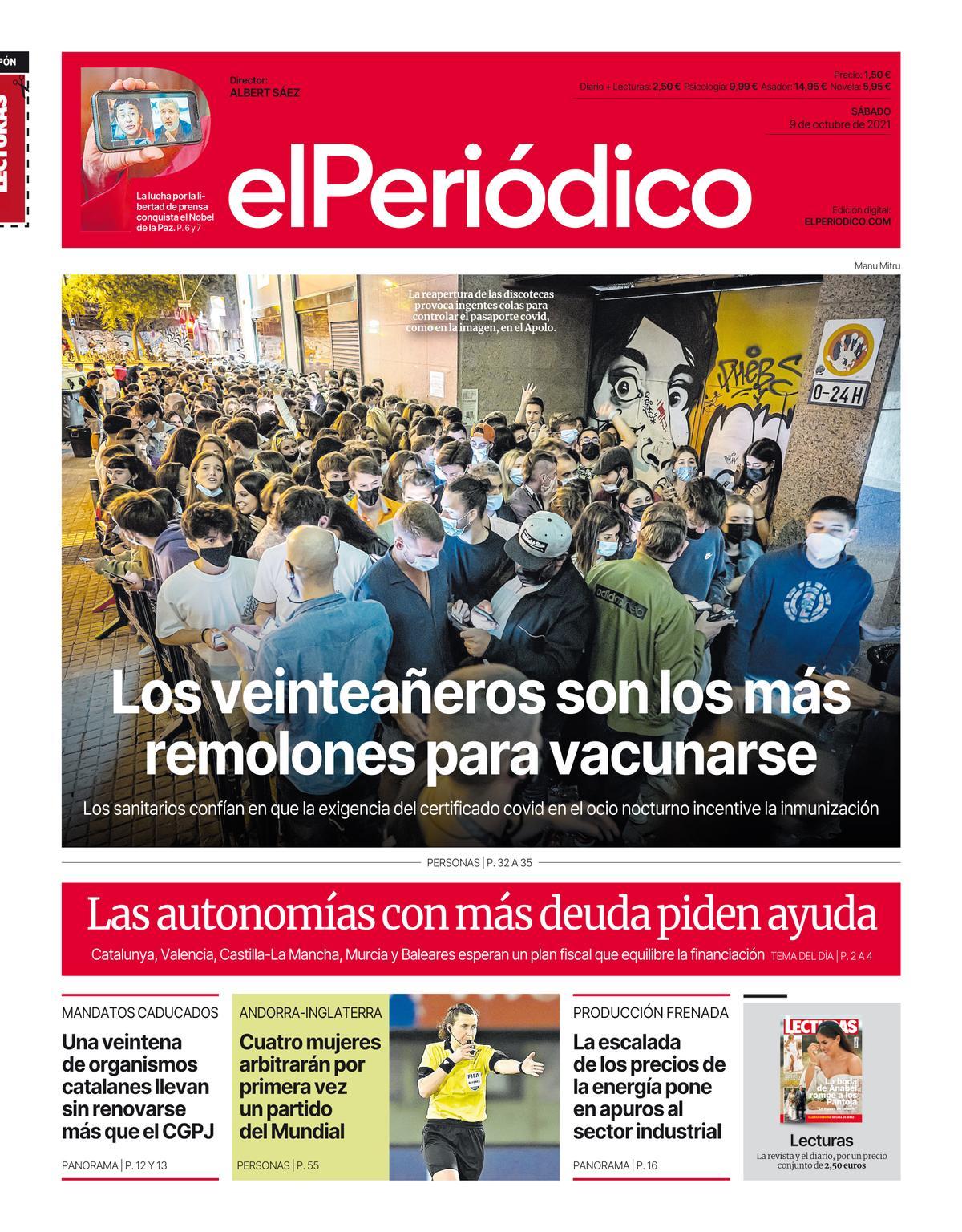 La portada d’EL PERIÓDICO del 9 d’octubre del 2021