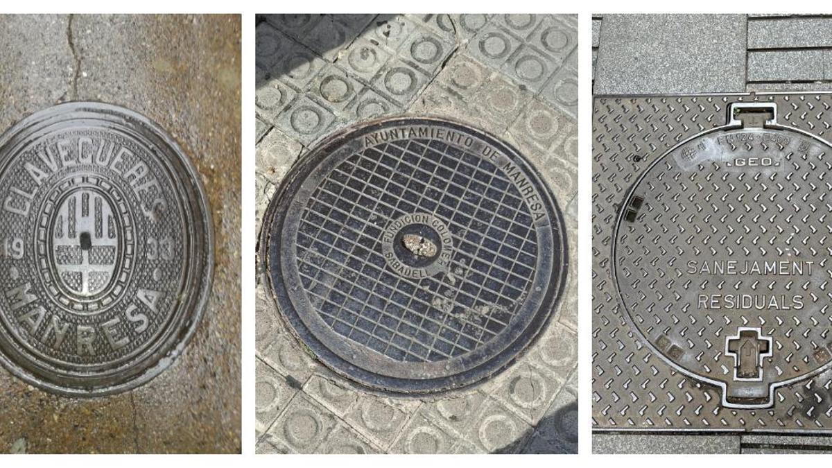 Una tapa de claveguera de 1933, una gravada en castellà i una Nova sense referència a la ciutat