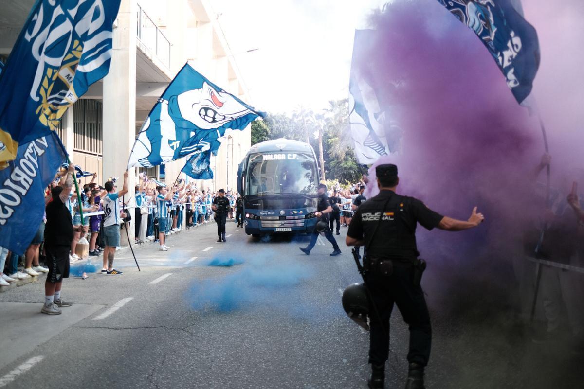 Recibimiento al Málaga CF el pasado mayo.