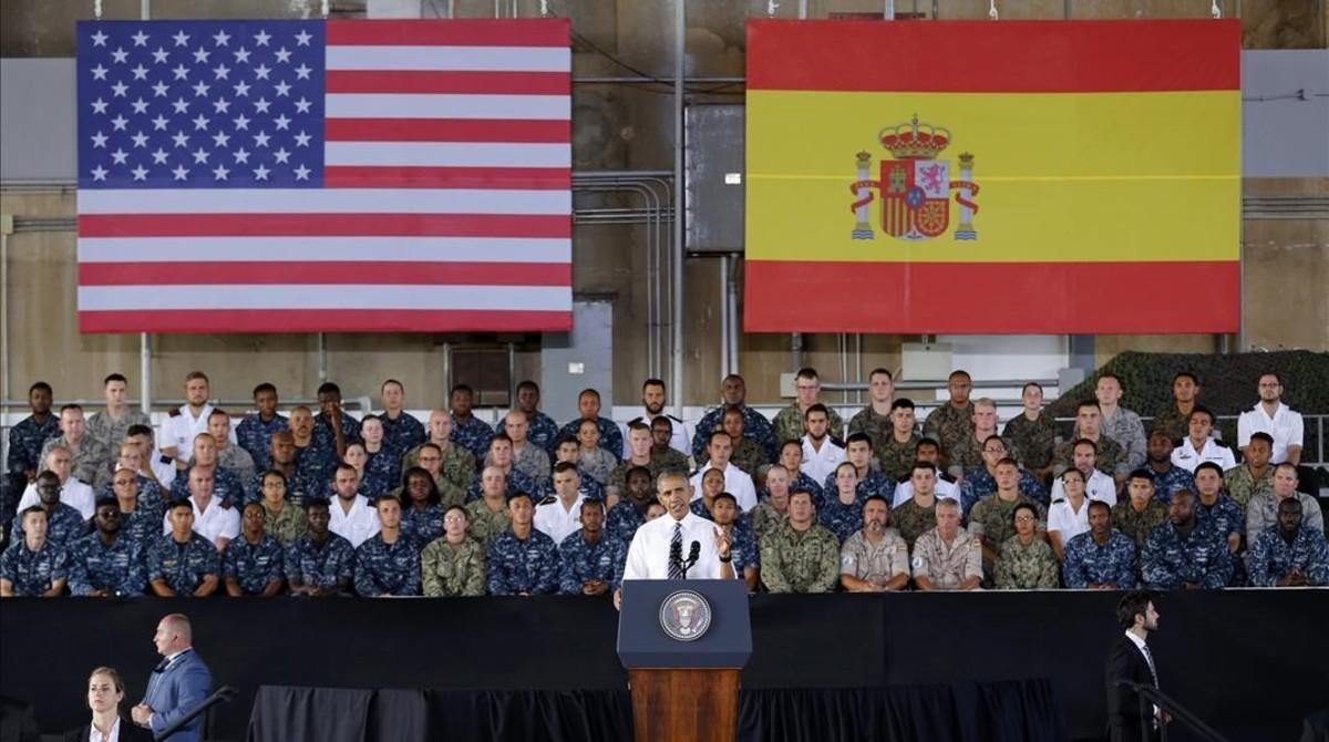 Obama, en su discurso a las tropas estadounidenses y españolas y sus familiares en la base naval de Rota.