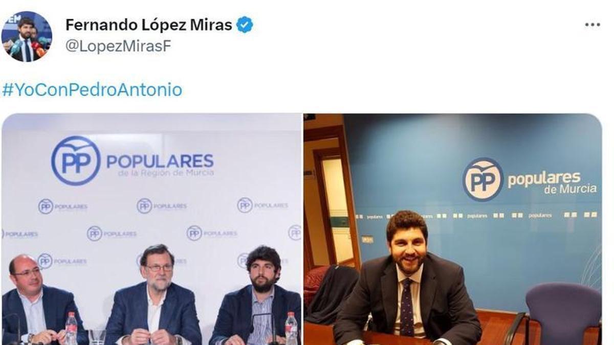Tuit de López Miras en 2017