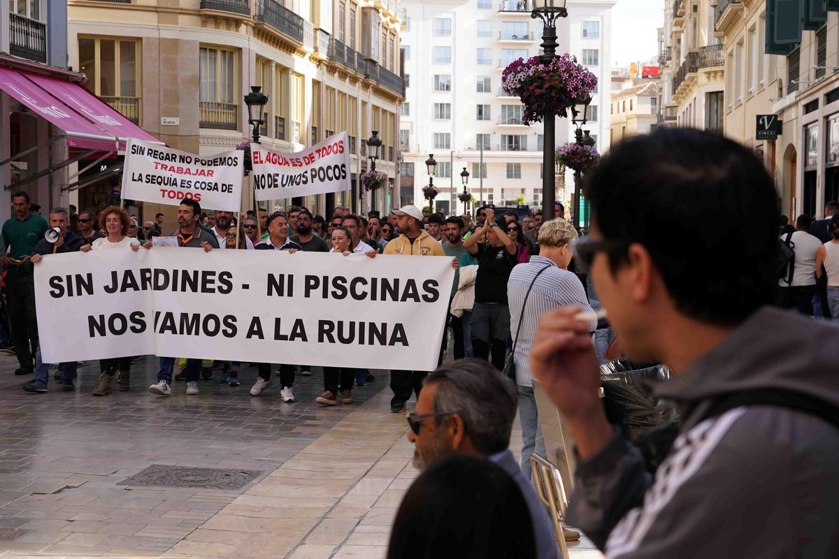 La manifestación, en la calle Larios