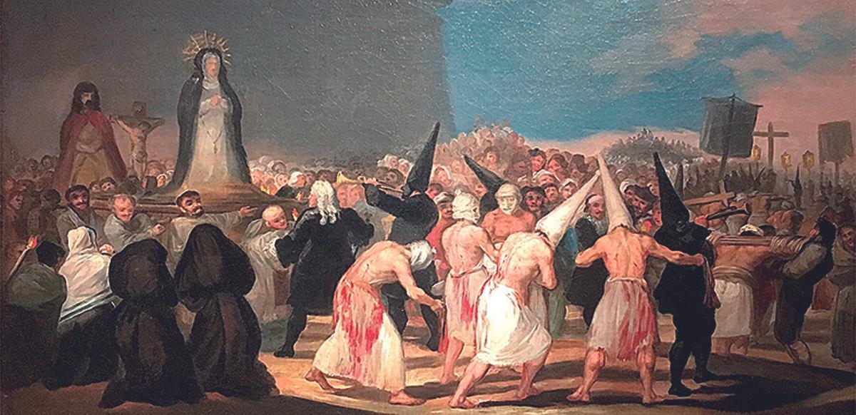 DRAMATISMO EN UNA PROCESIÓN EN EL SIGLO XIX ESTACIÓN DE PENITENCIA DE DISCIPLINANTES, OBRA DE FRANCISCO DE GOYA.