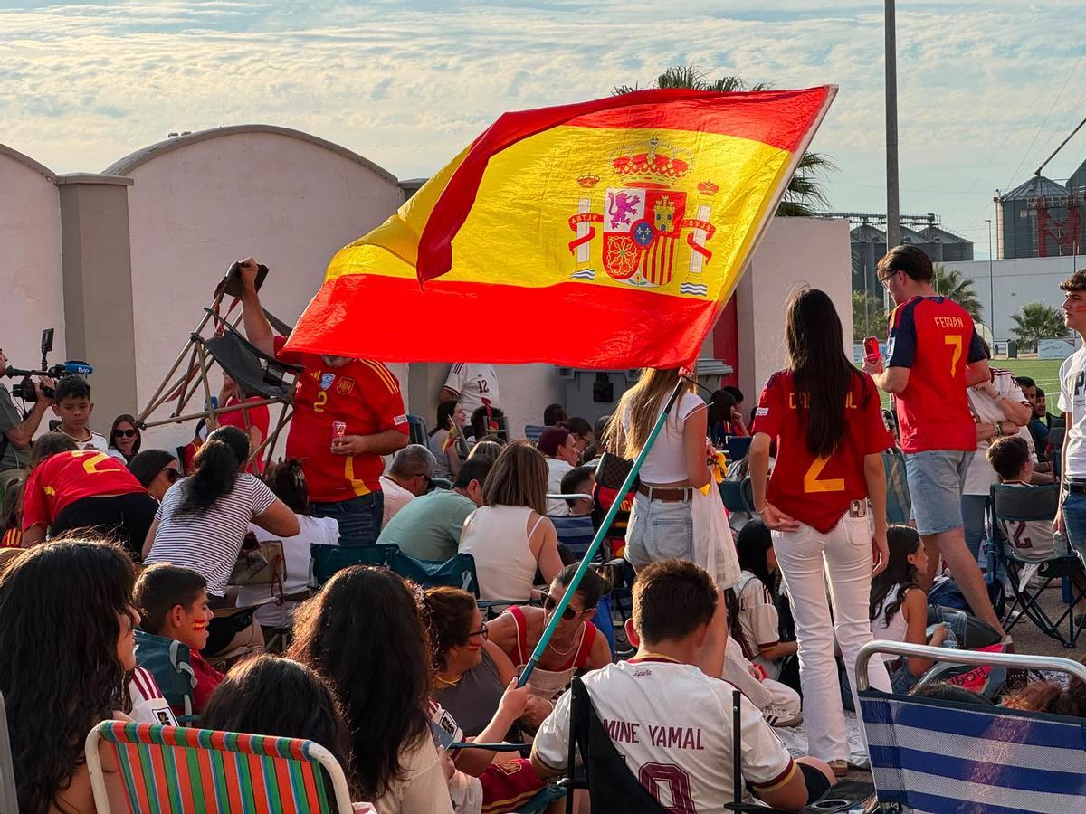 Una bandera de España ondea en Don Benito.