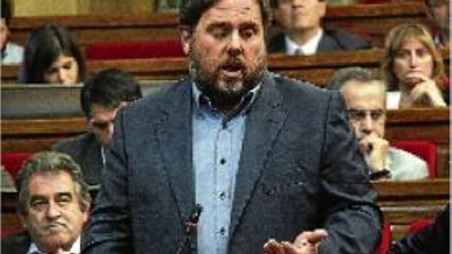 El president d&#039;ERC, Oriol Junqueras, al Parlament, en una imatge d&#039;arxiu