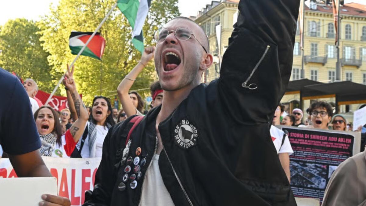 Protesta pro Palestina en Italia.