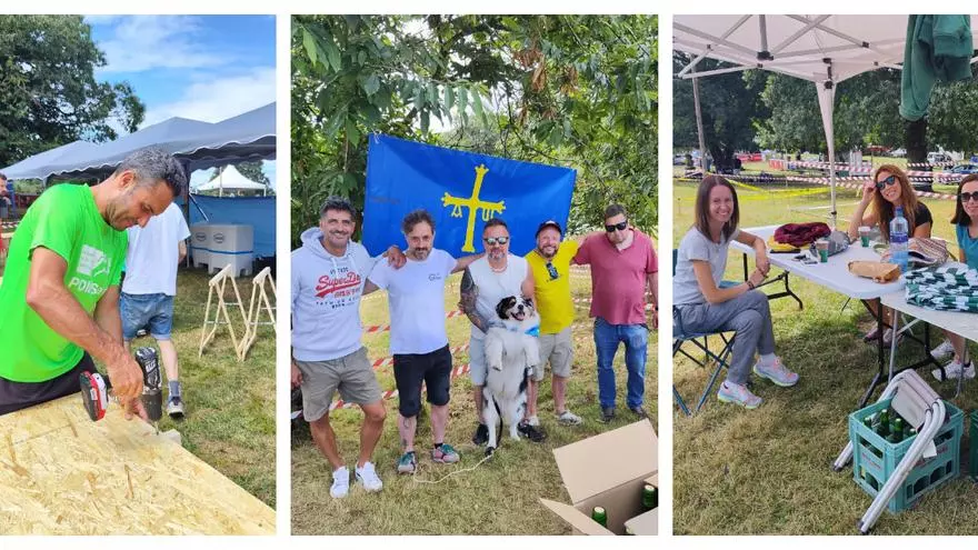 Los primeros de El Carmín cogen sitio: "La esencia de la fiesta es el prao, la sidra, la comida, compartir con familia y amigos"