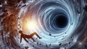 Recreación artística de cómo viviriamos dentro de un agujero negro.